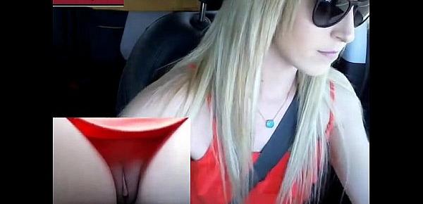  Sexy girl masturbates while driving on public road!